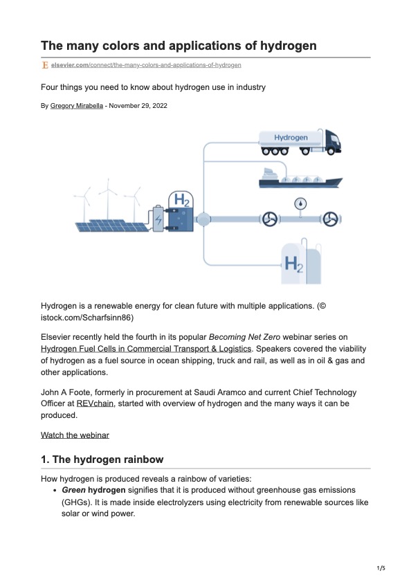 Elsevier's Net Zero" inar Hydrogen fuel cells in